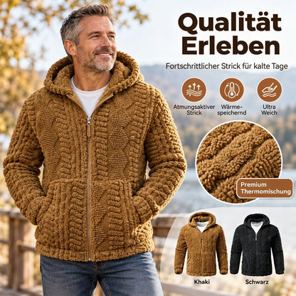 📢🎉50%Rabatt!!!🛍️✨ Heravziehbare Herren-Sherpa-Kapuzenjacke mit Strukturmuster und Reißverschluss