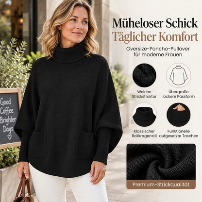Damen Rollkragen Pullover mit Fledermausärmeln