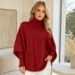 Damen Rollkragen Pullover mit Fledermausärmeln
