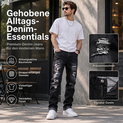 🔥 Nur heute 50 %! Herren zerrissene, schmale, used-out Denim-Jeans