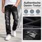 🔥 Nur heute 50 %! Herren zerrissene, schmale, used-out Denim-Jeans