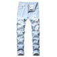 🔥 Nur heute 50 %! Herren zerrissene, schmale, used-out Denim-Jeans