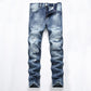 🔥 Nur heute 50 %! Herren zerrissene, schmale, used-out Denim-Jeans