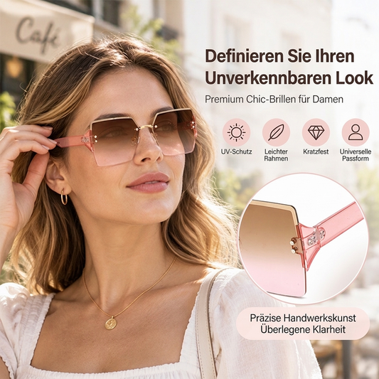 Damen modische randlose quadratische Sonnenbrille