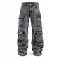 💞 Top bewertet + 50% Rabatt!💞 Retro gewaschene Cargo-Jeans mit weitem Bein, Y2K High-Street-Denim-Hose mit Taschen