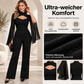 Damen funkelnder Glitzer-Cape-Ärmel-Jumpsuit