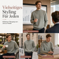 Herren-Strickpullover mit Stehkragen in Unifarben