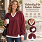 Damen Sweatshirt mit V-Ausschnitt im Layered-Look