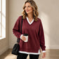 Damen Sweatshirt mit V-Ausschnitt im Layered-Look