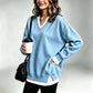 Damen Sweatshirt mit V-Ausschnitt im Layered-Look