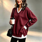 Damen Sweatshirt mit V-Ausschnitt im Layered-Look