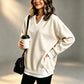 Damen Sweatshirt mit V-Ausschnitt im Layered-Look