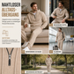 Freizeit 2-Teilig Waffelstrick Trainingsanzug Herren Set, Half Zip Kapuzenpullover Und Gerade Hosen