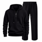 Freizeit 2-Teilig Waffelstrick Trainingsanzug Herren Set, Half Zip Kapuzenpullover Und Gerade Hosen