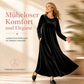 Freizeitkleid aus Samt mit Rundhalsausschnitt und Taschen für Damen
