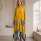 Damen Maxikleid mit Streifen-Patchwork und langen Ärmeln