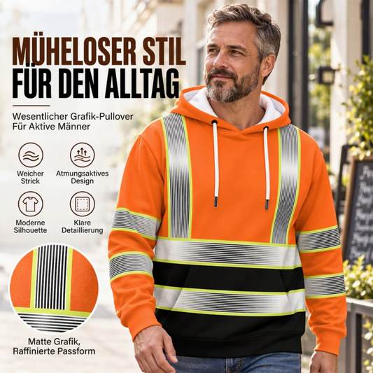 Bedrucktes Herren-Hoodie mit hochsichtbarem Design