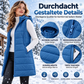 Mittellange, gesteppte Damen-Weste mit Kapuze – warm & bequem