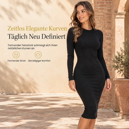Elegantes langärmliges Rundhals-Bodycon-Kleid