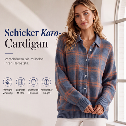 Legerer karierter Cardigan mit Knopfleiste für Damen