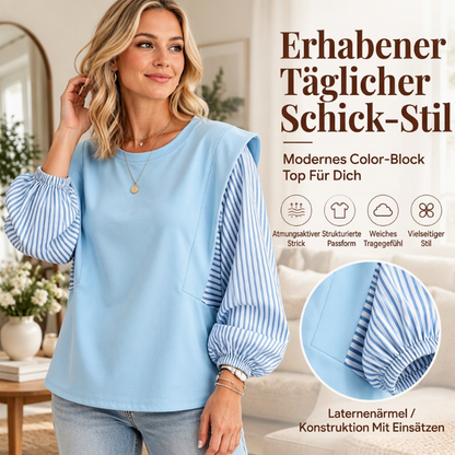 Lässiges Damen-Langarmshirt mit Patchwork-Design