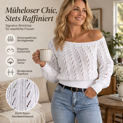 🔥 Nur heute: 50% Rabatt!🔥 Damen schulterfreies kurz geschnittenes Strickpullover