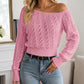 🔥 Nur heute: 50% Rabatt!🔥 Damen schulterfreies kurz geschnittenes Strickpullover