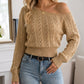 🔥 Nur heute: 50% Rabatt!🔥 Damen schulterfreies kurz geschnittenes Strickpullover