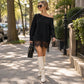 Elegantes mittelanges Sweatshirt für Damen mit Spitzenbesatz