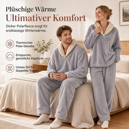 Dickes warmes Sherpa Schlafanzug-Set für Herren und Damen
