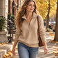Damen Freizeit einfarbiges Halbzip-Sweatshirt
