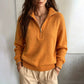 Damen Freizeit einfarbiges Halbzip-Sweatshirt