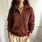 Damen Freizeit einfarbiges Halbzip-Sweatshirt
