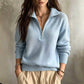 Damen Freizeit einfarbiges Halbzip-Sweatshirt