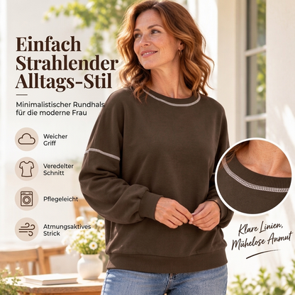 Locker geschnittenes Rundhalsshirt aus Sweatstoff für Damen