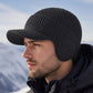 Herren Winter Strickmütze mit Schirm und Ohrenklappen