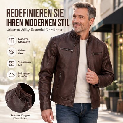 💥 50% RABATT + GRATIS VERSAND 📦 Stylische Herren-PU-Lederjacke mit Stehkragen