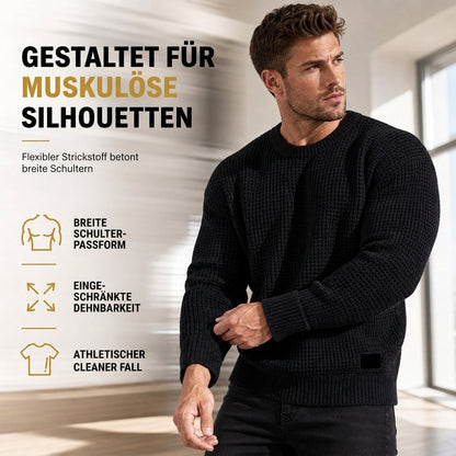 🧶 Herren Grobstrick-Pullover mit Rundhalsausschnitt – warm & vielseitig für Herbst & Winter 🍂