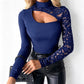 Damen schickes asymmetrisches Spitzentop mit Ausschnitt
