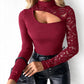 Damen schickes asymmetrisches Spitzentop mit Ausschnitt