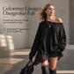 🧶🌸 Damen Oversized-Strickkleid mit Trägerhemd – asymmetrischer Spitzenbesatz & Blumenmuster ✨