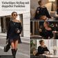 🧶🌸 Damen Oversized-Strickkleid mit Trägerhemd – asymmetrischer Spitzenbesatz & Blumenmuster ✨