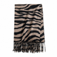 Damen Zebra Print Kunstkaschmir Schal, dicker warmer Winter Stola mit Fransen