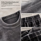 📢Jetzt zuschlagen!📢 Weiches, plüschiges Strick-Loungewear-Pyjama-Set für Herren mit einfarbigem Rundhalsoberteil und Karottenhose