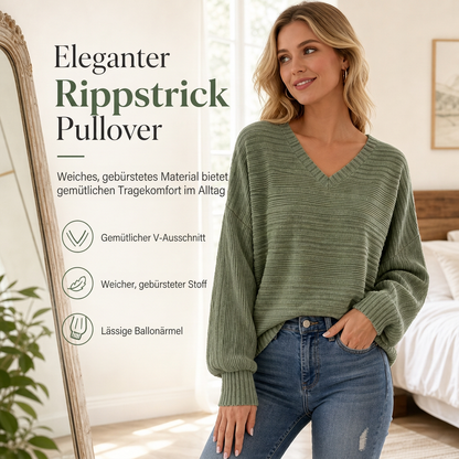 Freizeit-Langarmshirt mit V-Ausschnitt für Damen