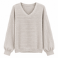 Freizeit-Langarmshirt mit V-Ausschnitt für Damen
