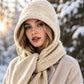 Damen 2-in-1 Thermo-Strickschal mit Kapuze