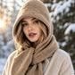 Damen 2-in-1 Thermo-Strickschal mit Kapuze