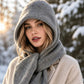 Damen 2-in-1 Thermo-Strickschal mit Kapuze