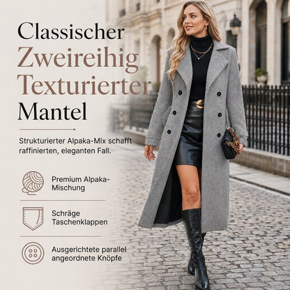 🧥 Langer, doppelreihiger Damen-Mantel mit strukturierter Optik – elegant für Business & Freizeit ✨GRATIS VERSAND📦